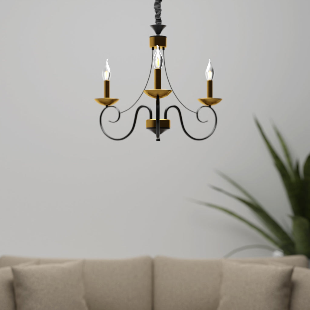 Traditional Wrought Iron Chandelier 5 Light Scrollwork E14 Fitting ~4997-3