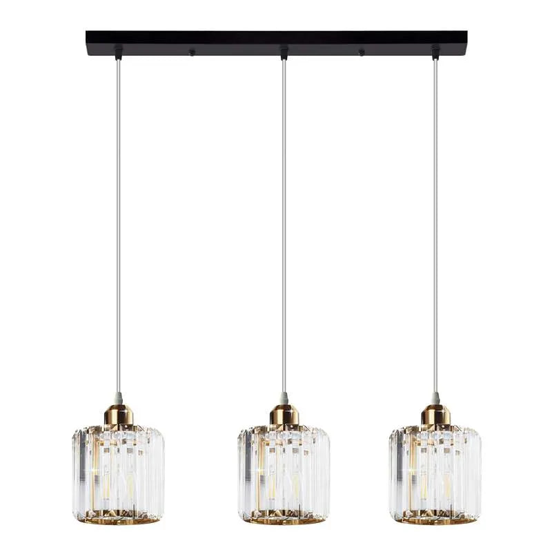 Modern Linear Pendant Lighting with Rectangle Clear Crystal Shade~5051-6