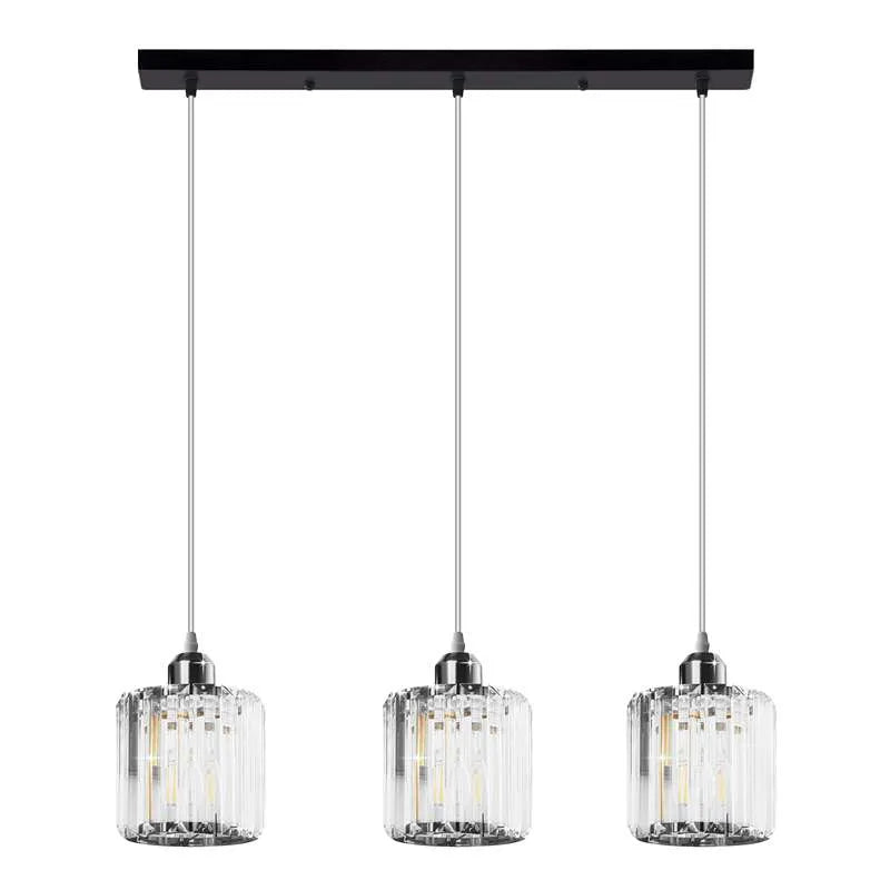 Modern Linear Pendant Lighting with Rectangle Clear Crystal Shade~5051-4