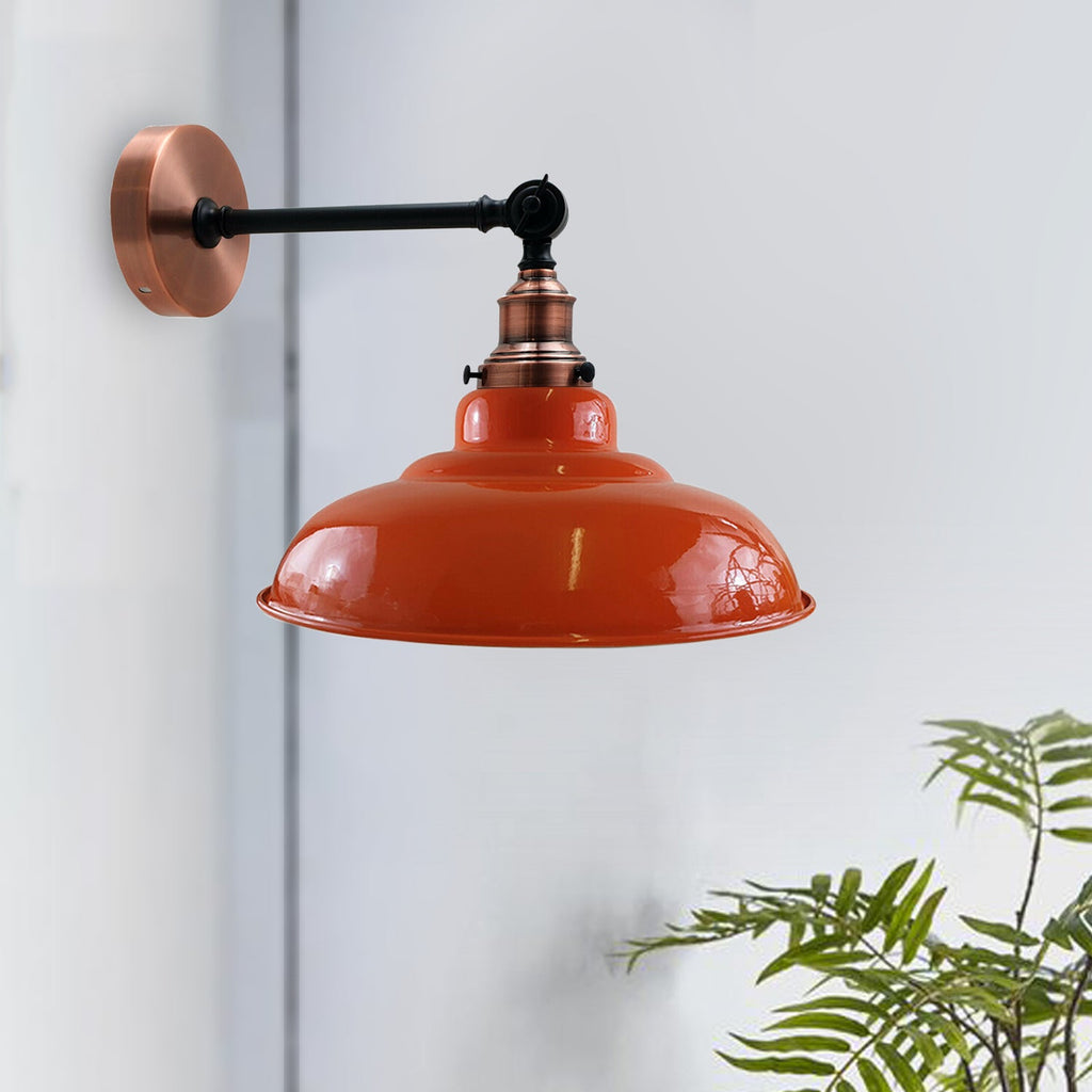 Orange Shade With Adjustable Curvy Swing Arm Wall Light Fixture Loft Style Industrial Wall Sconce~3468-0