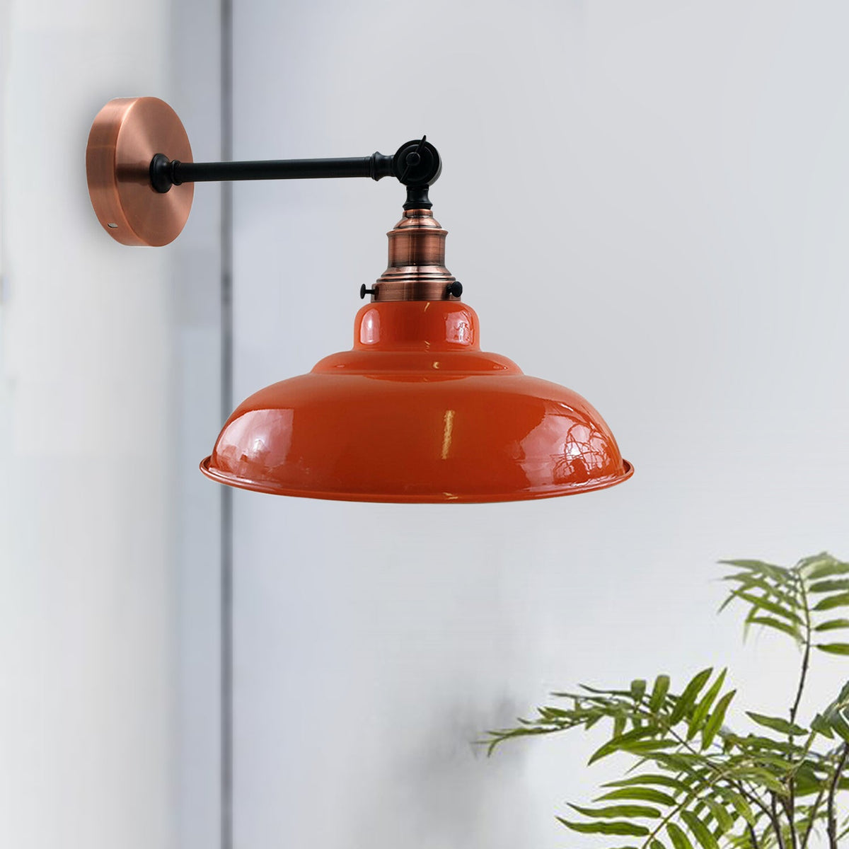 Orange Shade With Adjustable Curvy Swing Arm Wall Light Fixture Loft Style Industrial Wall Sconce~3468-0