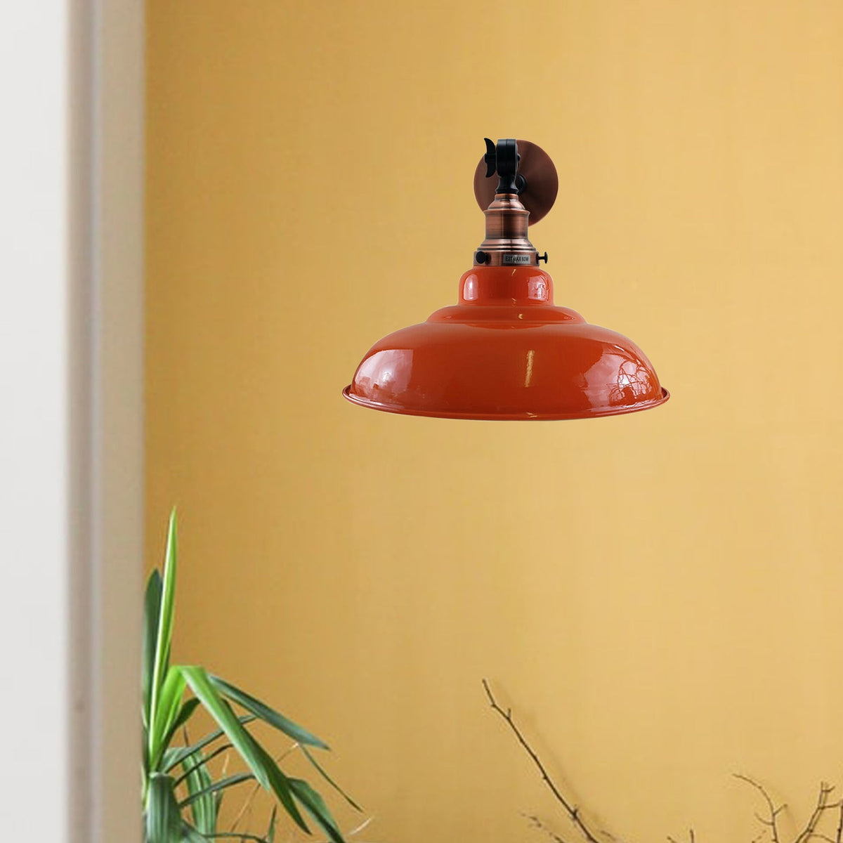 Orange Shade With Adjustable Curvy Swing Arm Wall Light Fixture Loft Style Industrial Wall Sconce~3468-1