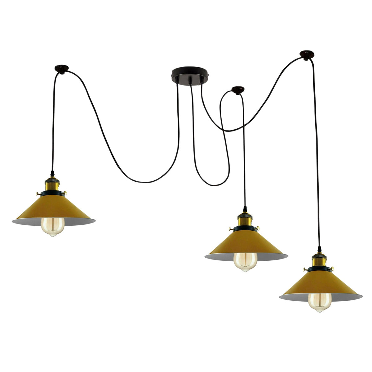 Modern Spider Braided Pendant lamp Yellow Cone Shades Ceiling Lighting~3432-5