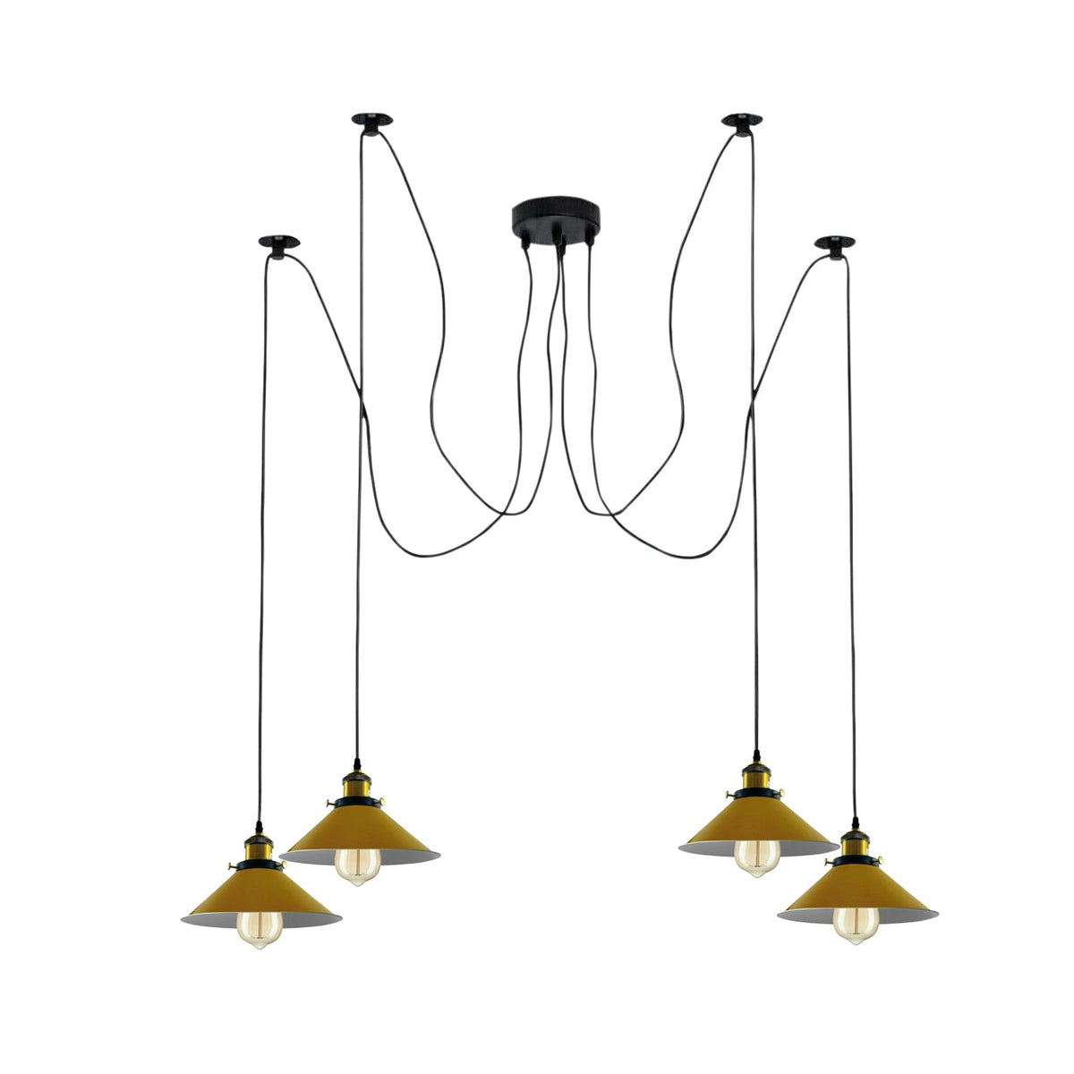 Modern Spider Braided Pendant lamp Yellow Cone Shades Ceiling Lighting~3432-6