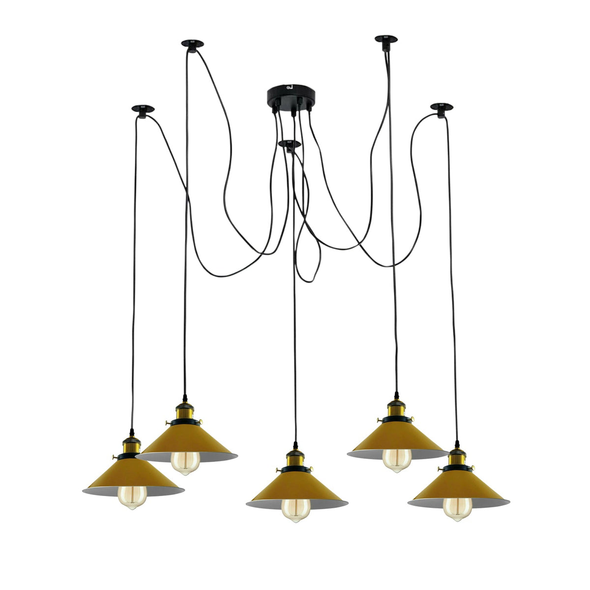 Modern Spider Braided Pendant lamp Yellow Cone Shades Ceiling Lighting~3432-7