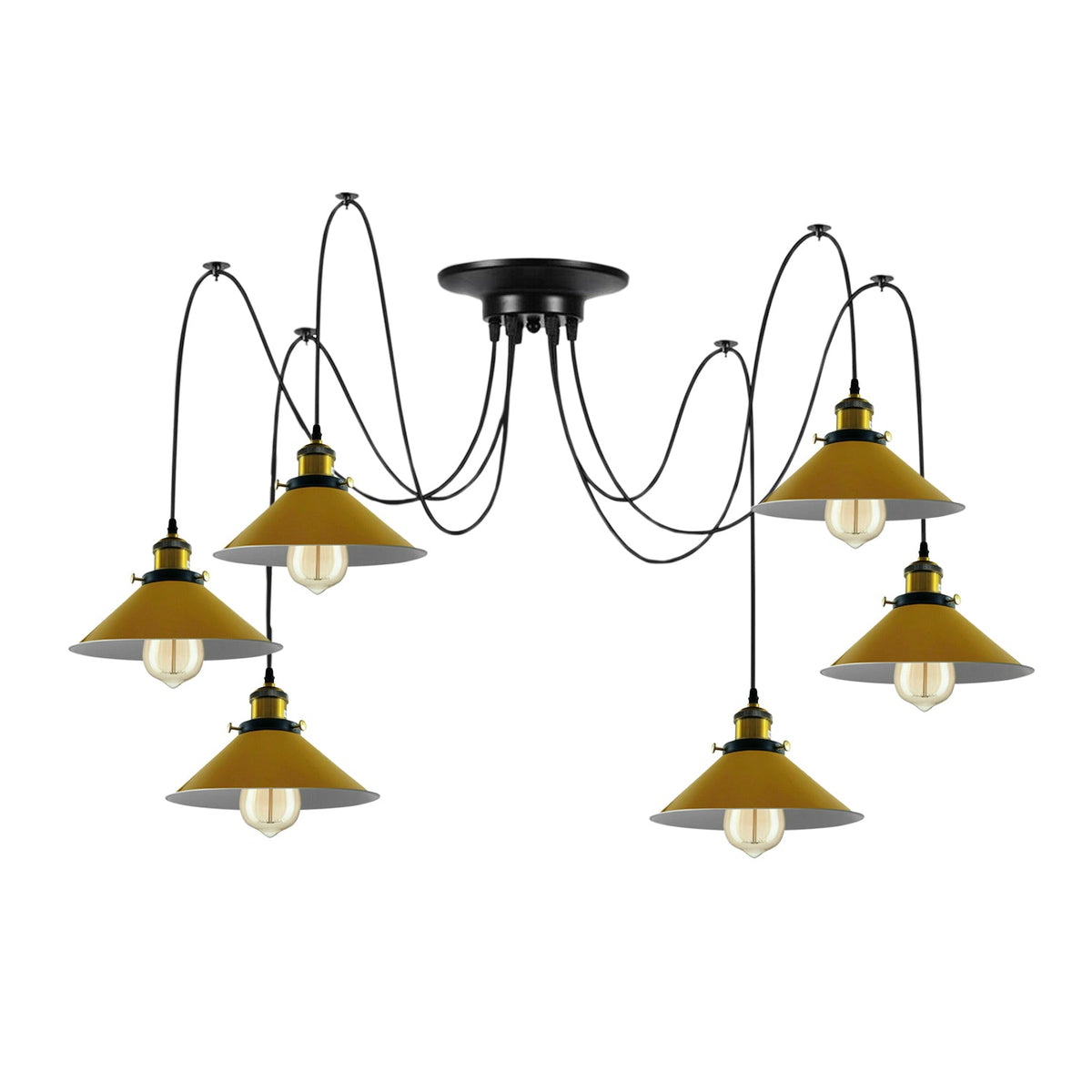 Modern Spider Braided Pendant lamp Yellow Cone Shades Ceiling Lighting~3432-8