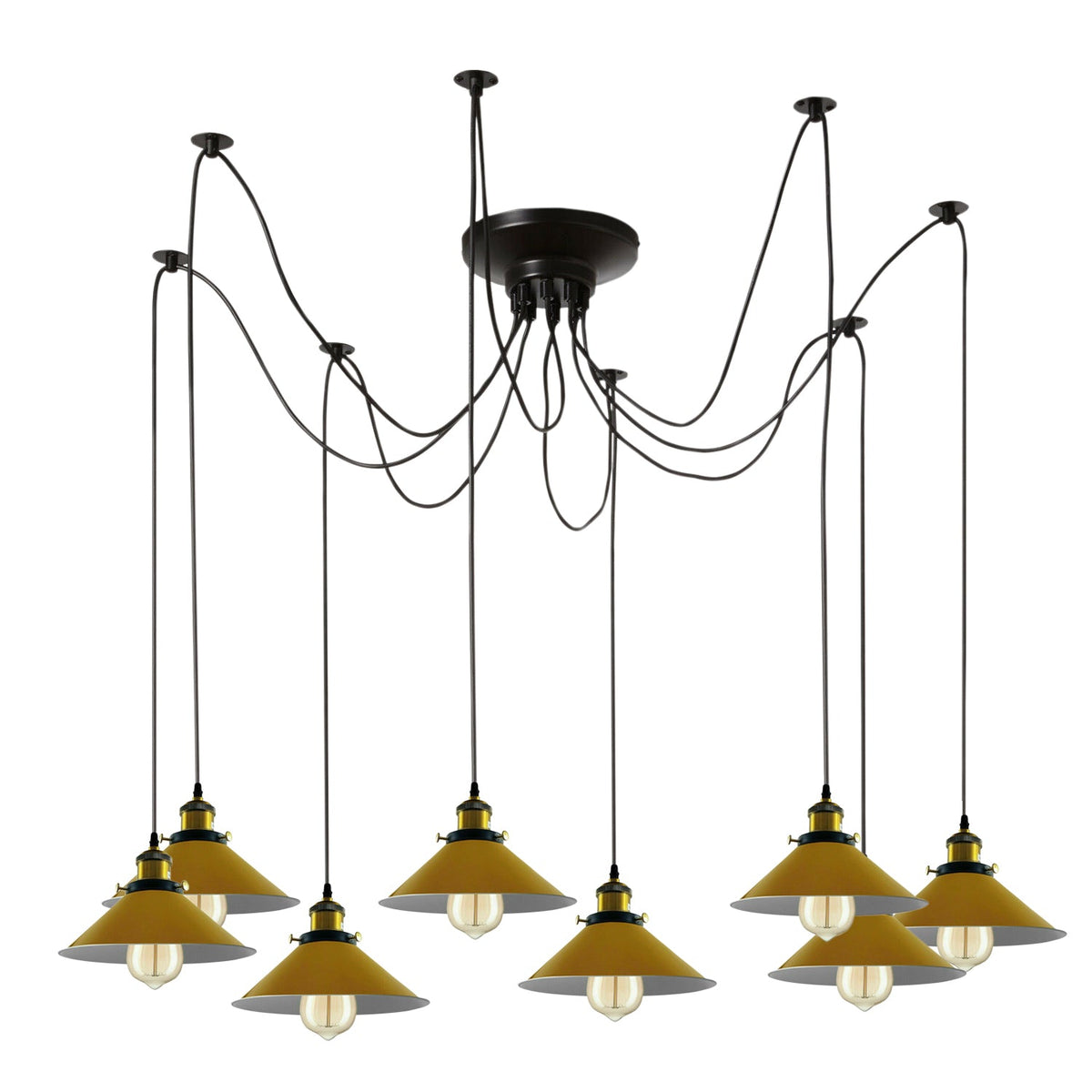 Modern Spider Braided Pendant lamp Yellow Cone Shades Ceiling Lighting~3432-9