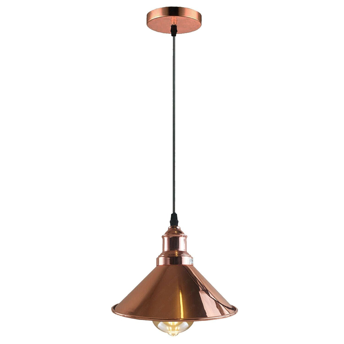 Rose Gold Industrial Pendant Light – Cone Ceiling Lamp with E27 Holder for Kitchen,Bedroom~3818-5