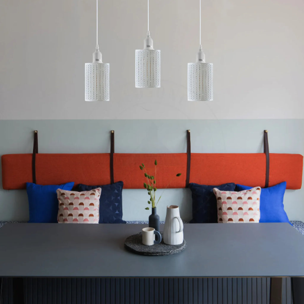 Adjustable 3-Light Metal Cage Pendant Light - E27 Base ~4328-2