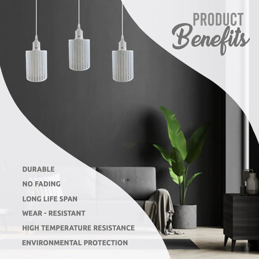 Adjustable 3-Light Metal Cage Pendant Light - E27 Base ~4328-4