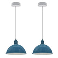 2Pack E27 Dome Cyan Blue Metal Pendant Light 21cm ~4298-4