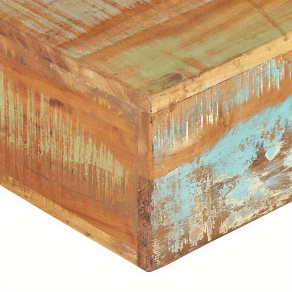 Elegant Coffee Table - 80X80X28 Cm Wood Pedestal Base(Brown)-1
