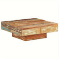 Elegant Coffee Table - 80X80X28 Cm Wood Pedestal Base(Brown)-0