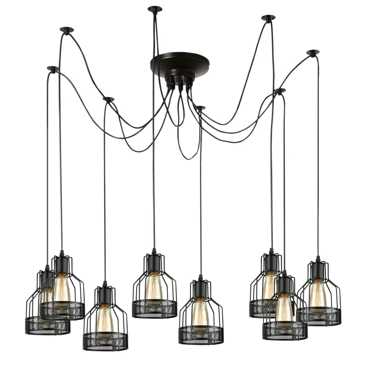 Retro Multi Arm Birdcage Pendant Light | E27 | Vintage | Adjustable ~6318-2