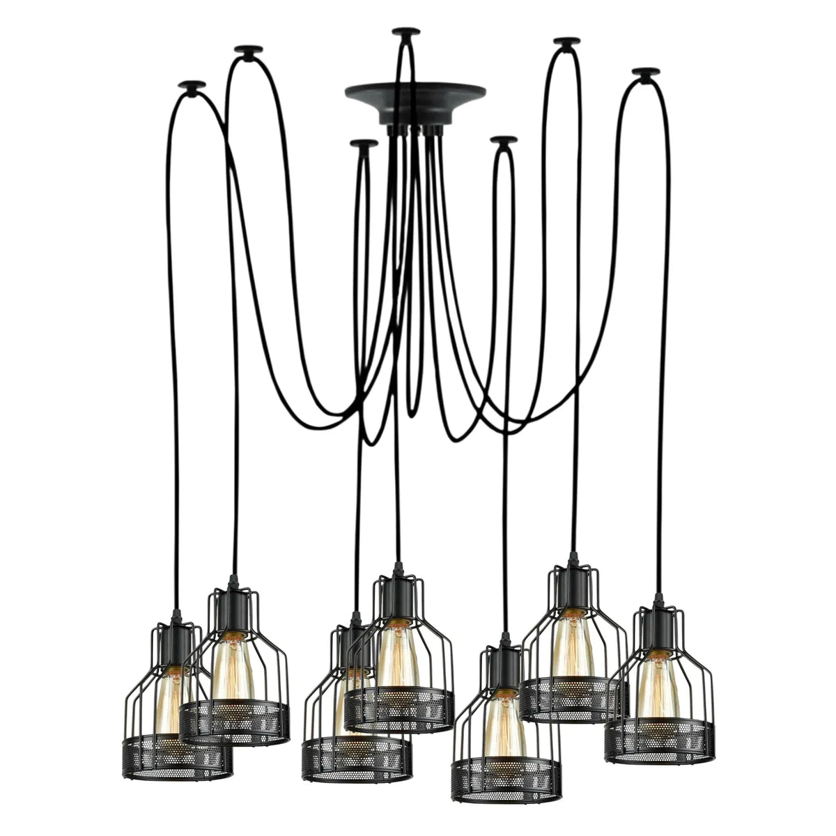 Retro Multi Arm Birdcage Pendant Light | E27 | Vintage | Adjustable ~6318-4