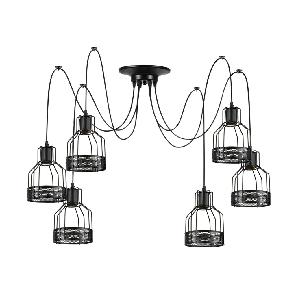Retro Multi Arm Birdcage Pendant Light | E27 | Vintage | Adjustable ~6318-5