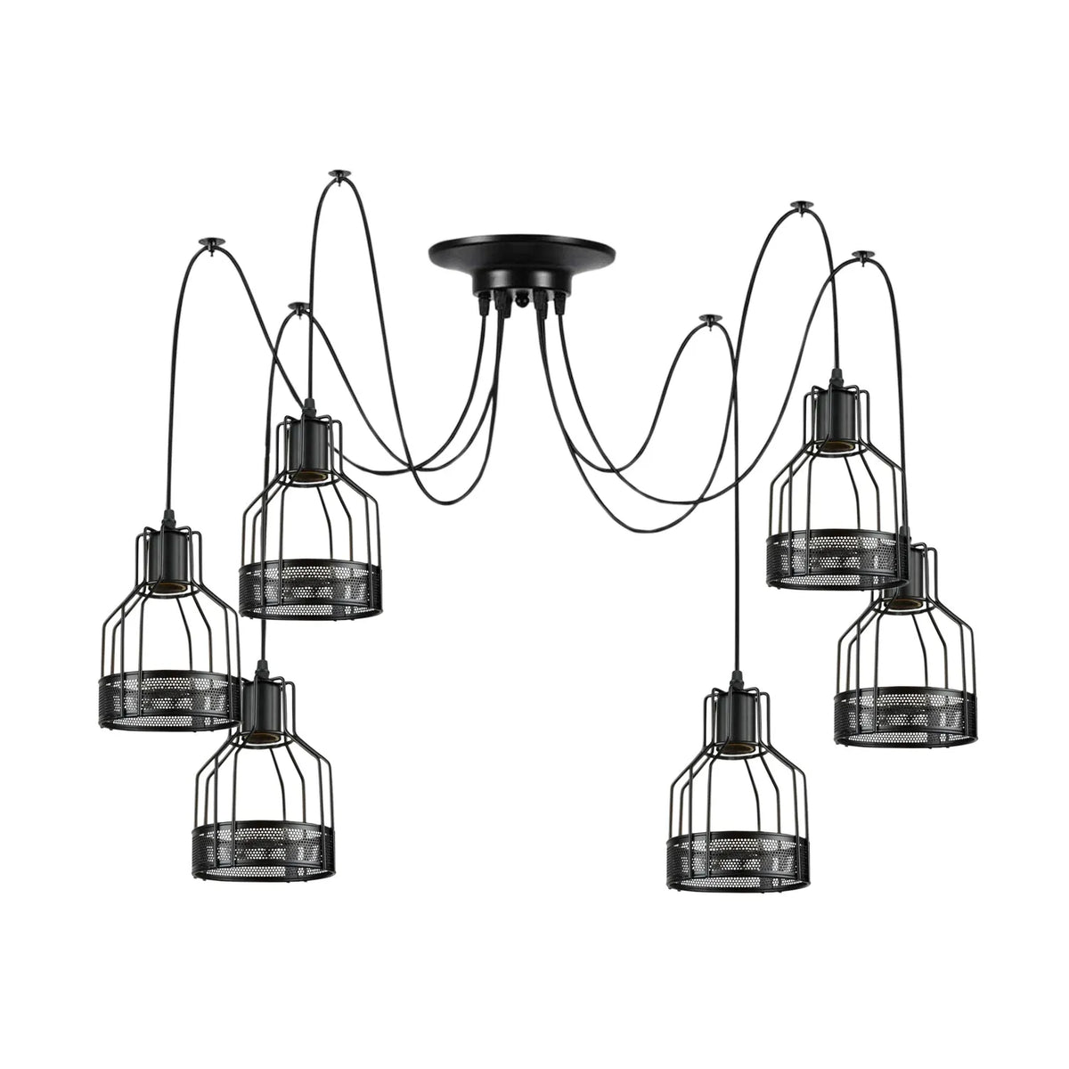 Retro Multi Arm Birdcage Pendant Light | E27 | Vintage | Adjustable ~6318-5