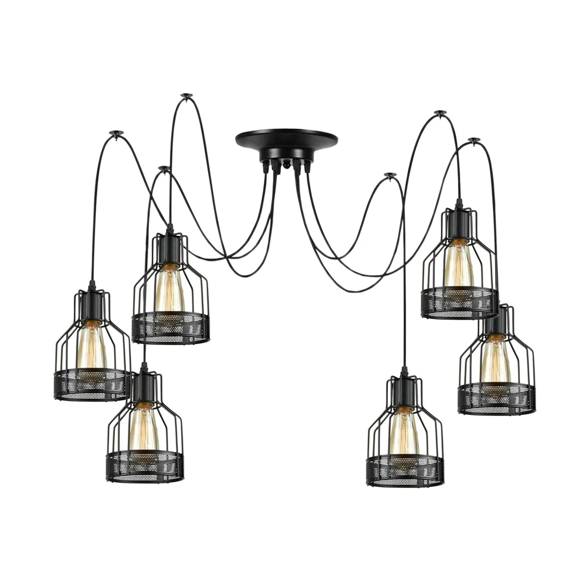 Retro Multi Arm Birdcage Pendant Light | E27 | Vintage | Adjustable ~6318-6