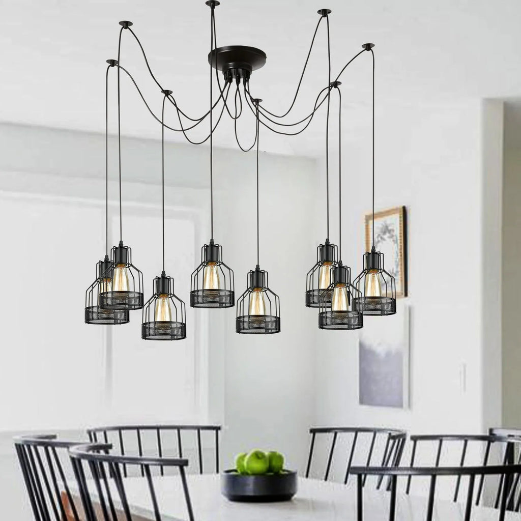 Retro Multi Arm Birdcage Pendant Light | E27 | Vintage | Adjustable ~6318-0