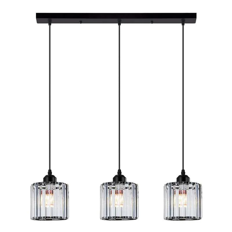 Modern Linear Pendant Lighting with Rectangle Clear Crystal Shade~5051-2