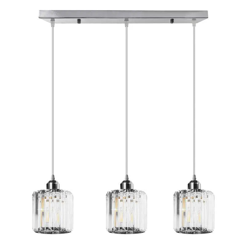 Modern Linear Pendant Lighting with Rectangle Clear Crystal Shade~5051-5