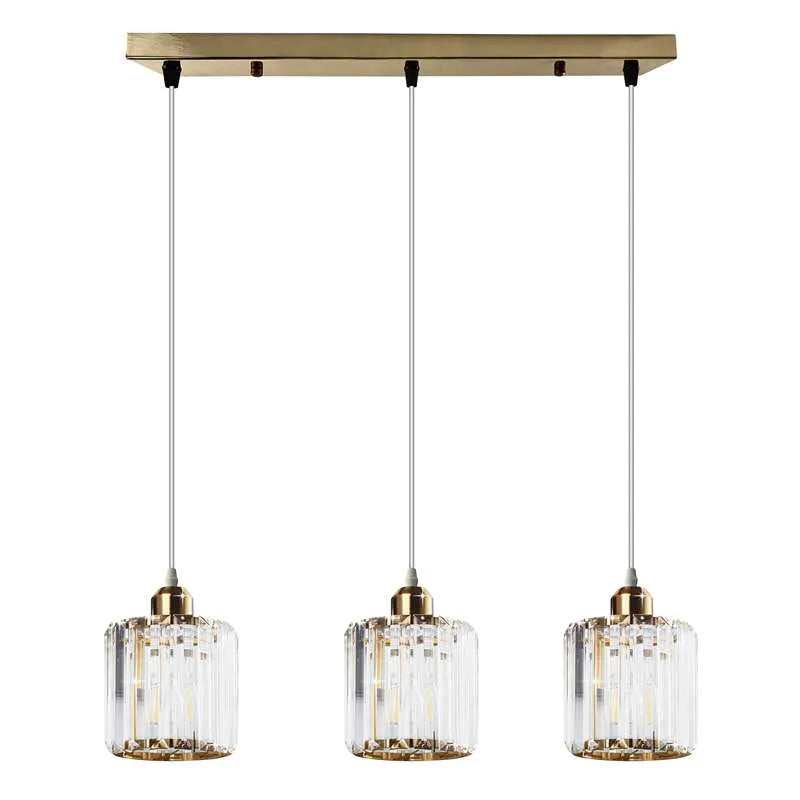 Modern Linear Pendant Lighting with Rectangle Clear Crystal Shade~5051-7