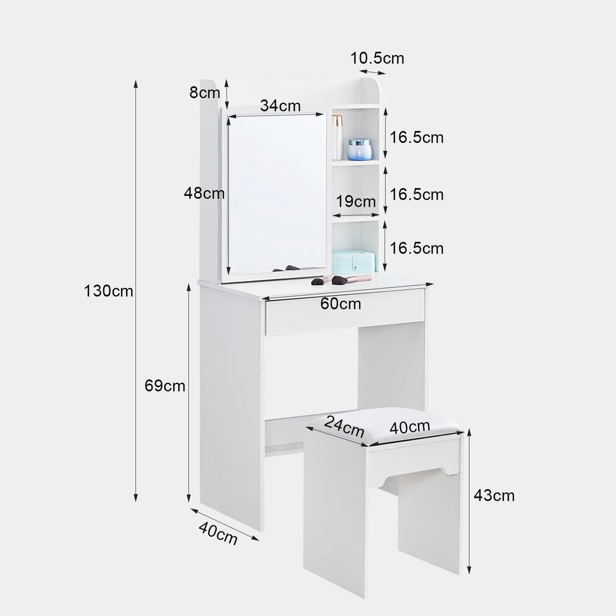 Mona Small Dressing Table Set [with Sliding Mirror]-3