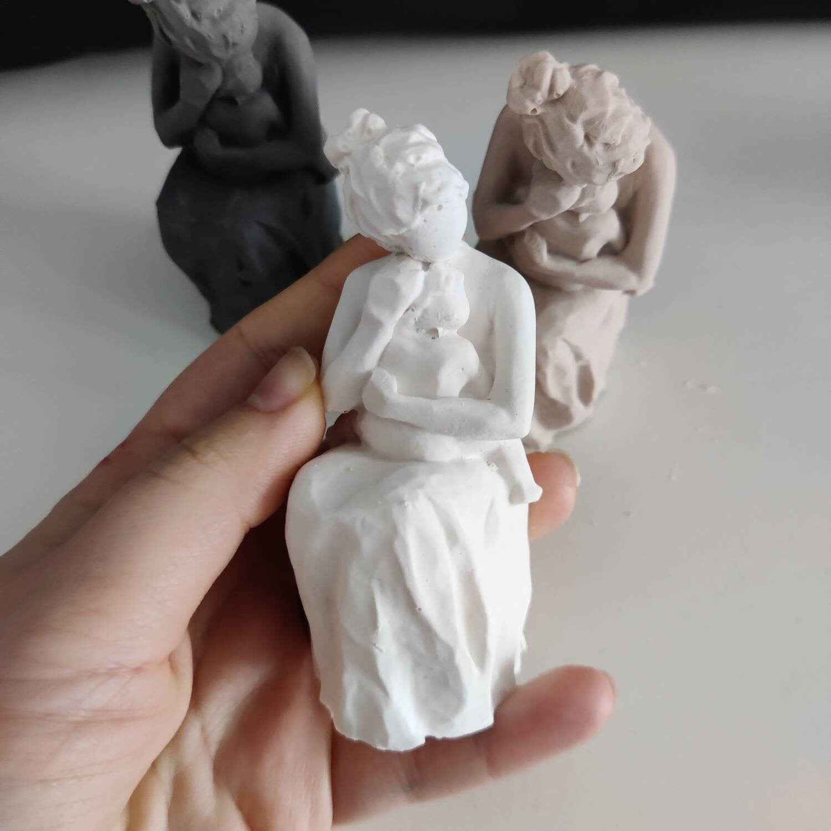 Handmade mother and child figurine small-4