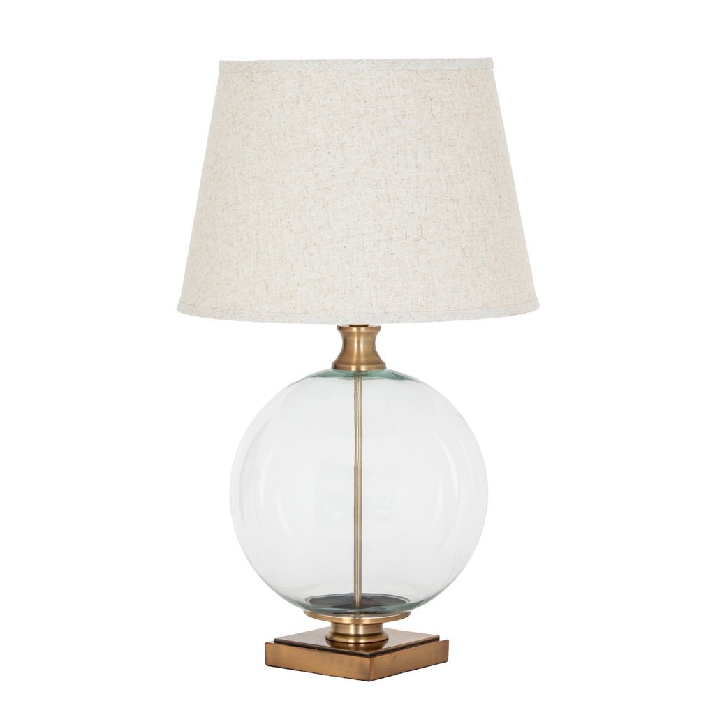 Lunel Glass Orb Table Lamp With Edged Linen Shade-2