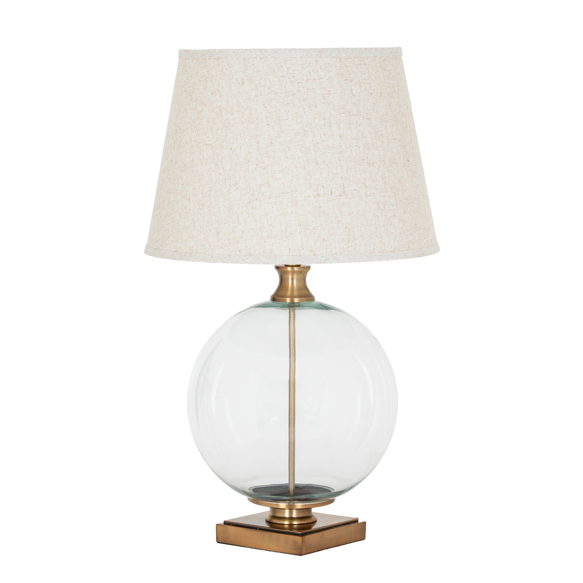 Lunel Glass Orb Table Lamp With Edged Linen Shade-2