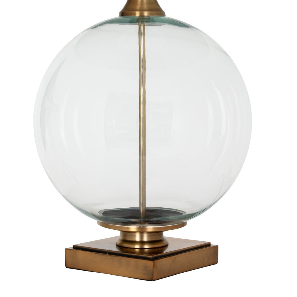Lunel Glass Orb Table Lamp With Edged Linen Shade-3