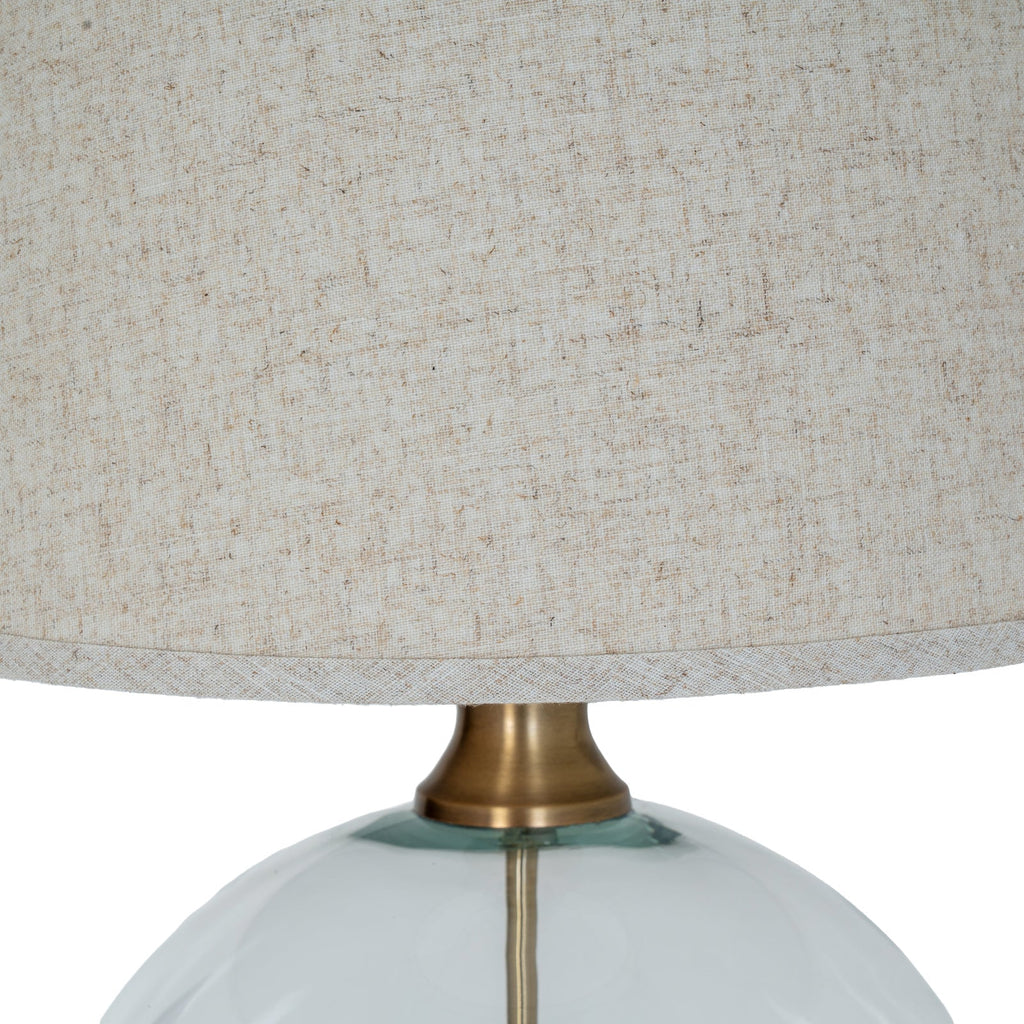 Lunel Glass Orb Table Lamp With Edged Linen Shade-4