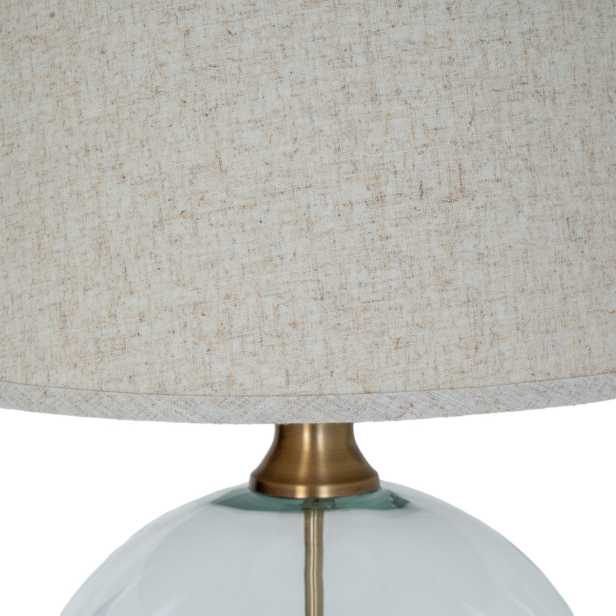Lunel Glass Orb Table Lamp With Edged Linen Shade-4