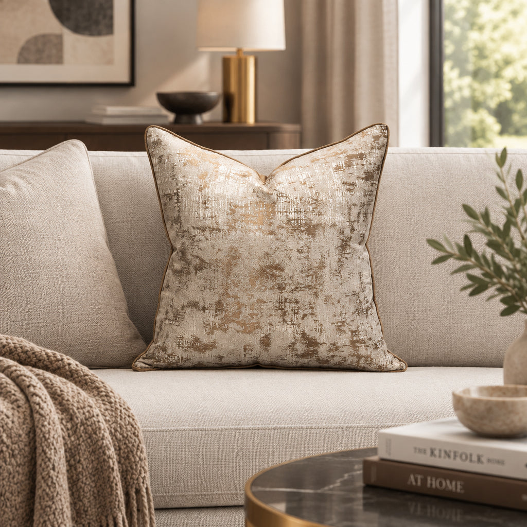 Designer Gold Colour Cushion Cover (18x18" - 45x45 cm) - Style 34-0