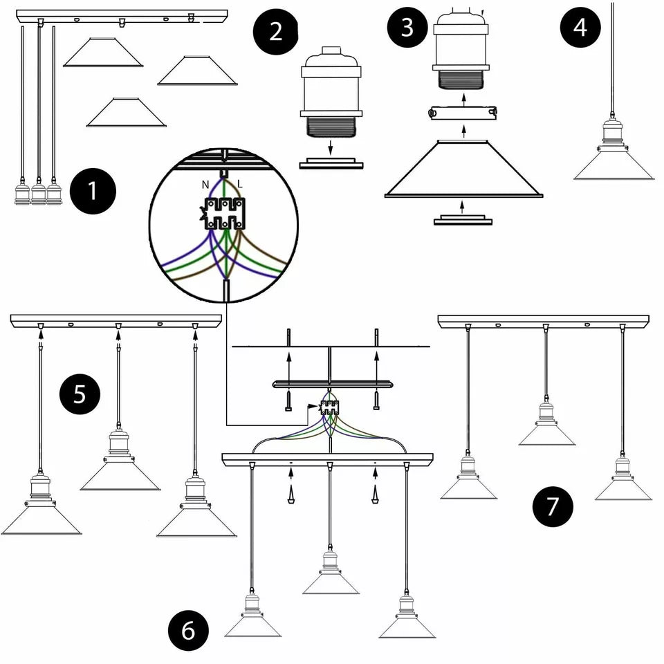 Modern Lenier Style 3 Light Ceiling Pendant ~1323-3