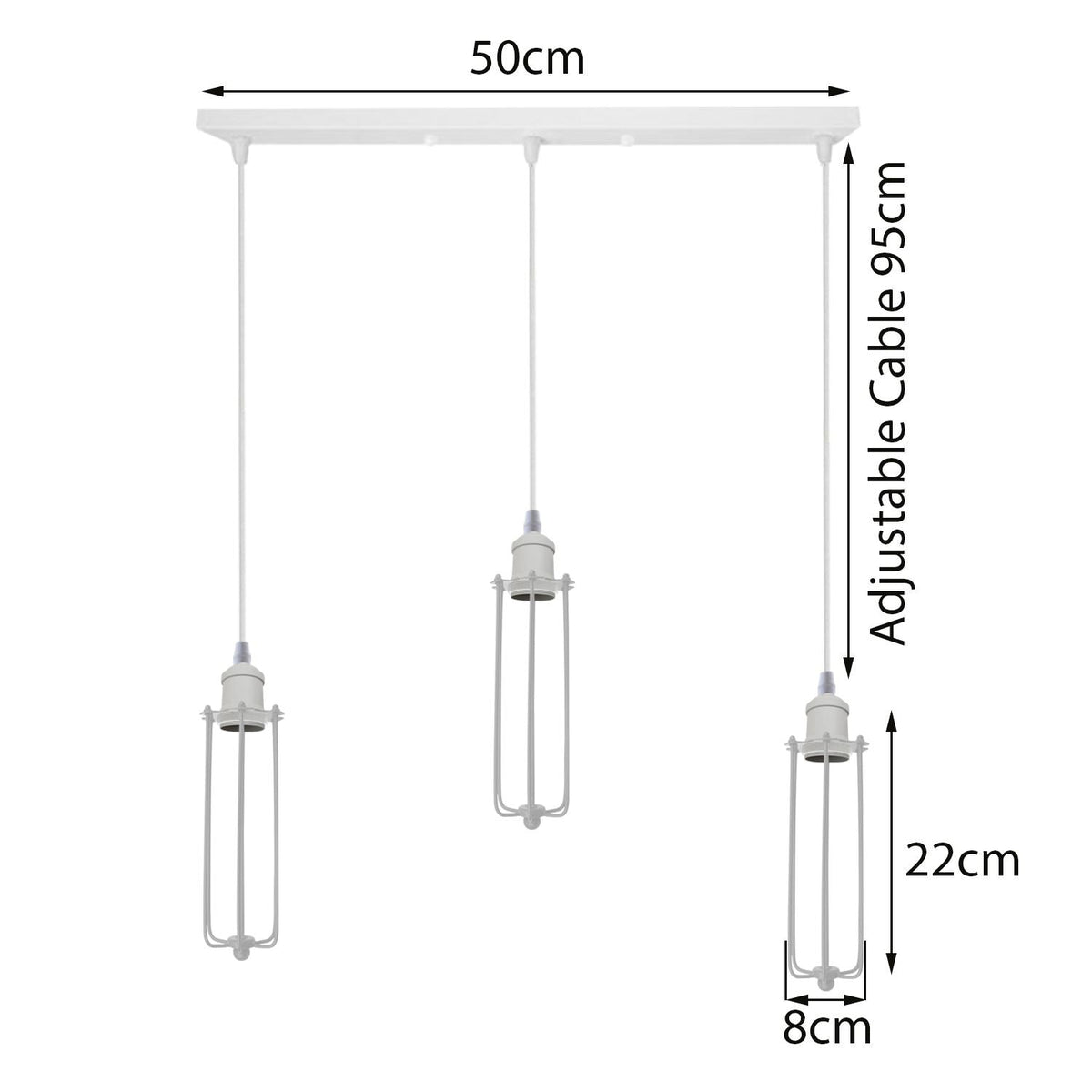 Industrial White colour Wire Cage Shade 3 Head  Pendant Light~3400-1
