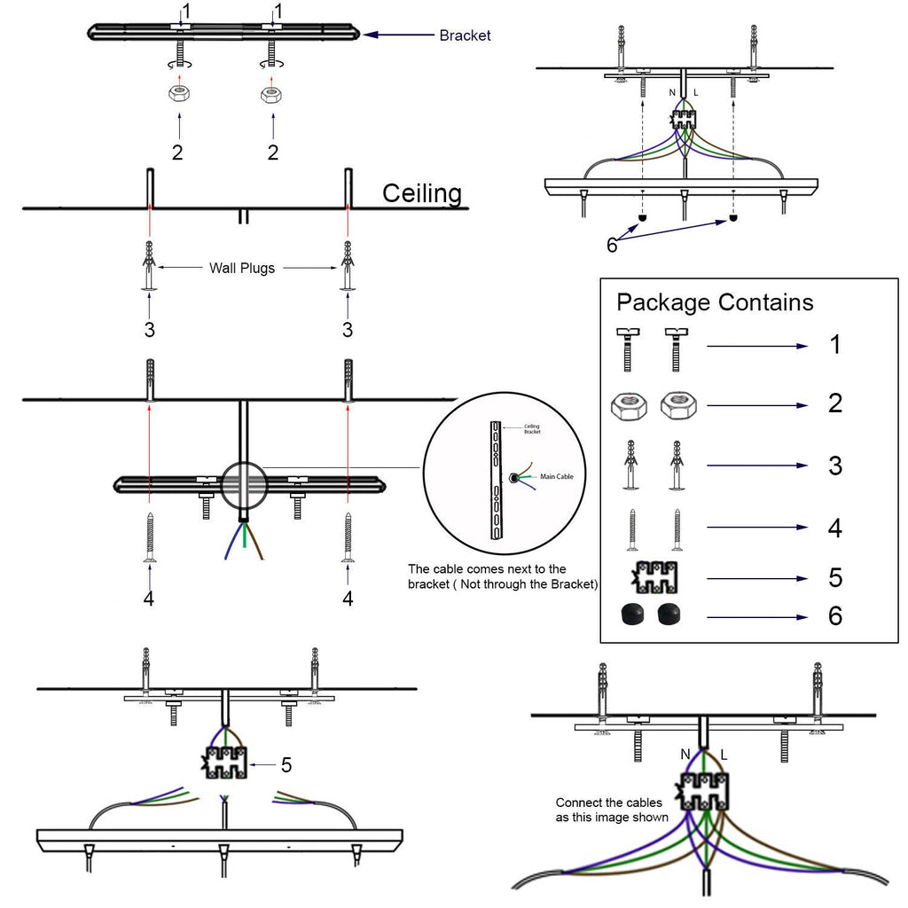 Satin Nickel Multi outlet Ceiling Pendant Kits~1985-2