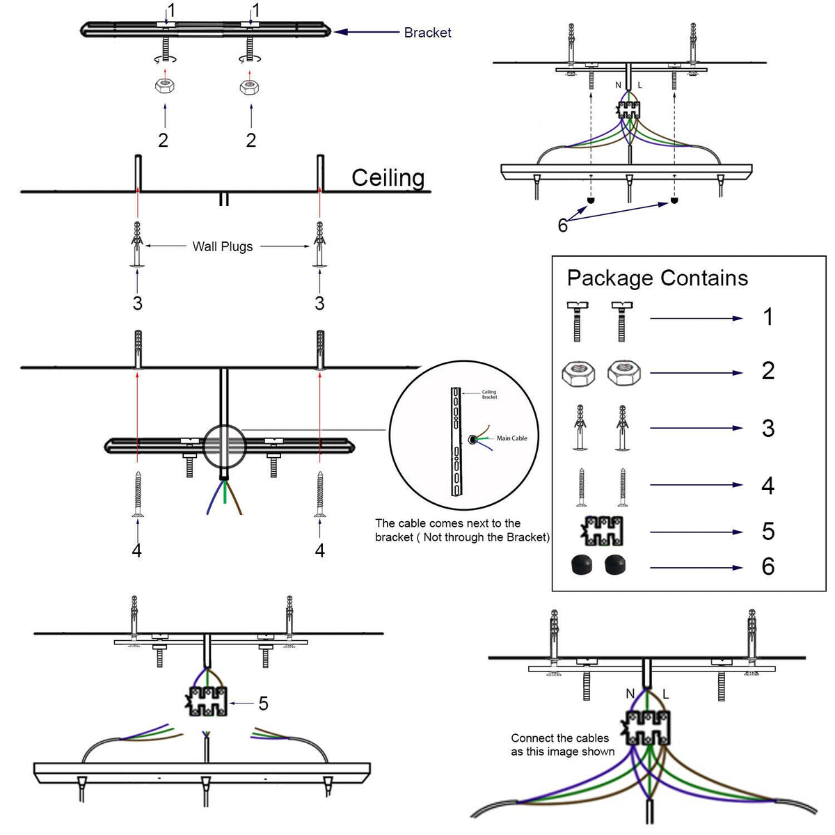 Satin Nickel Multi outlet Ceiling Pendant Kits~1985-2