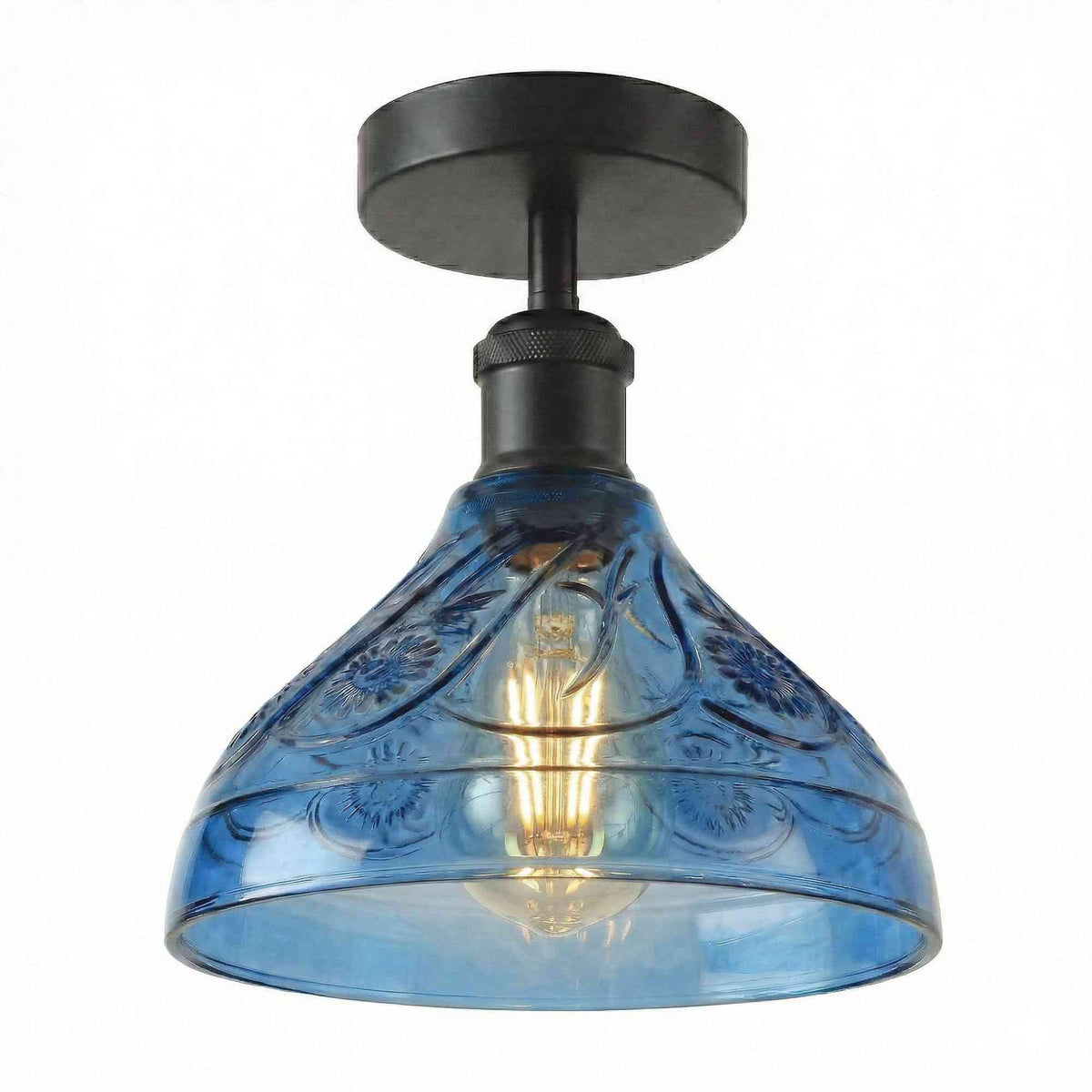 Semi Flush Light With Glass Shade ~6642-8