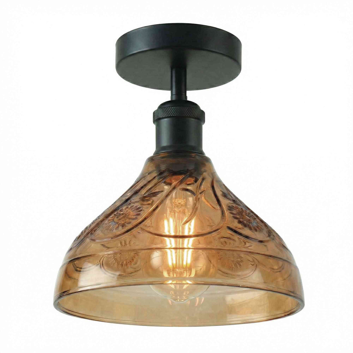 Semi Flush Light With Glass Shade ~6642-6