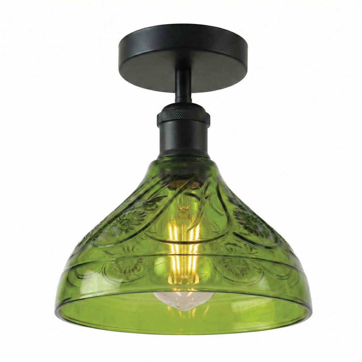 Semi Flush Light With Glass Shade ~6642-7