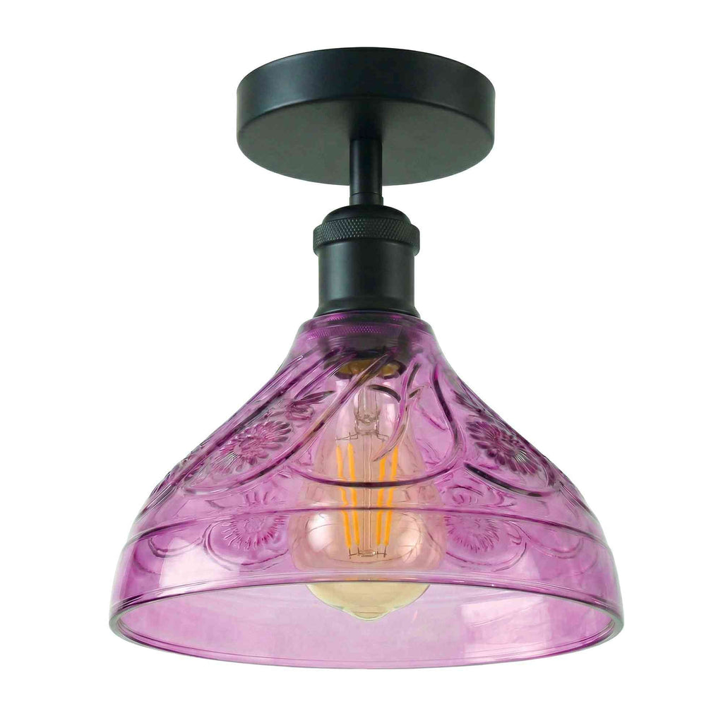 Semi Flush Light With Glass Shade ~6642-5
