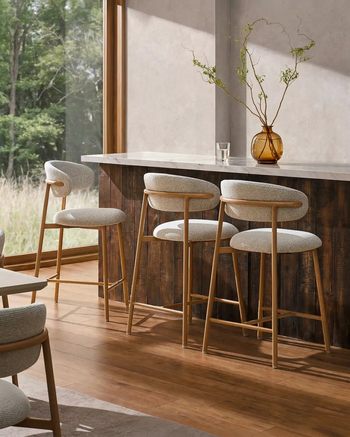 Rowan Oatmeal Chenille Bar Stools [65cm] [Pre-Order]-3