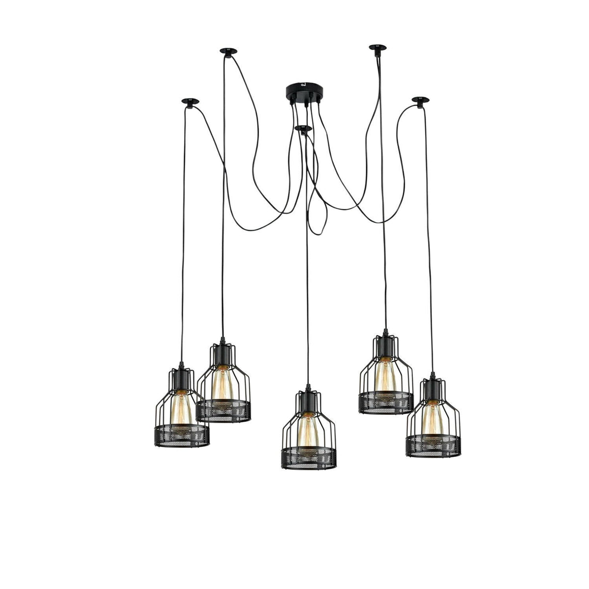Industrial Spider Pendant Light Adjustable Multi Arm E27 Cage~6139-10