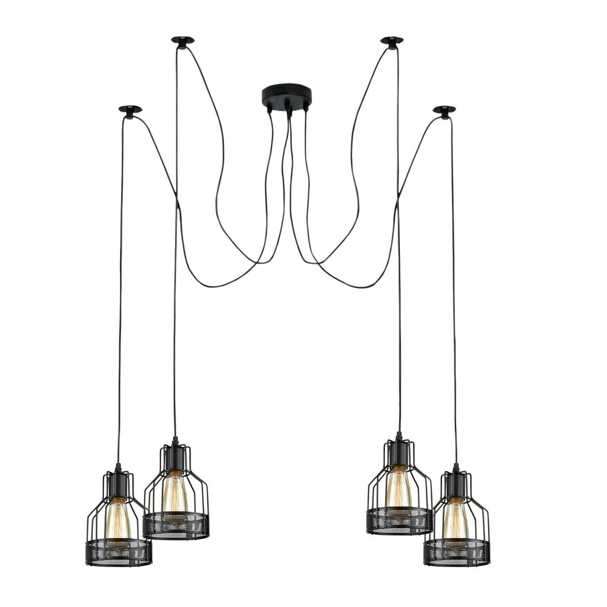 Industrial Spider Pendant Light Adjustable Multi Arm E27 Cage~6139-9