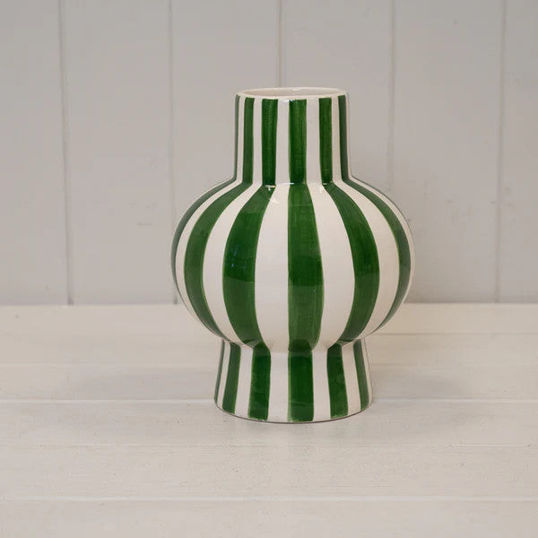 Green And White Ceramic Round Vase-1