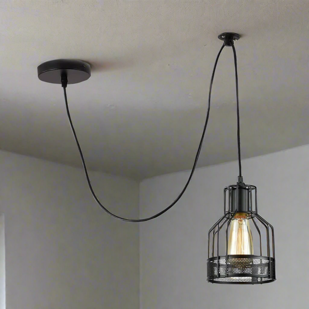 Industrial Spider Pendant Light Adjustable Multi Arm E27 Cage~6139-4