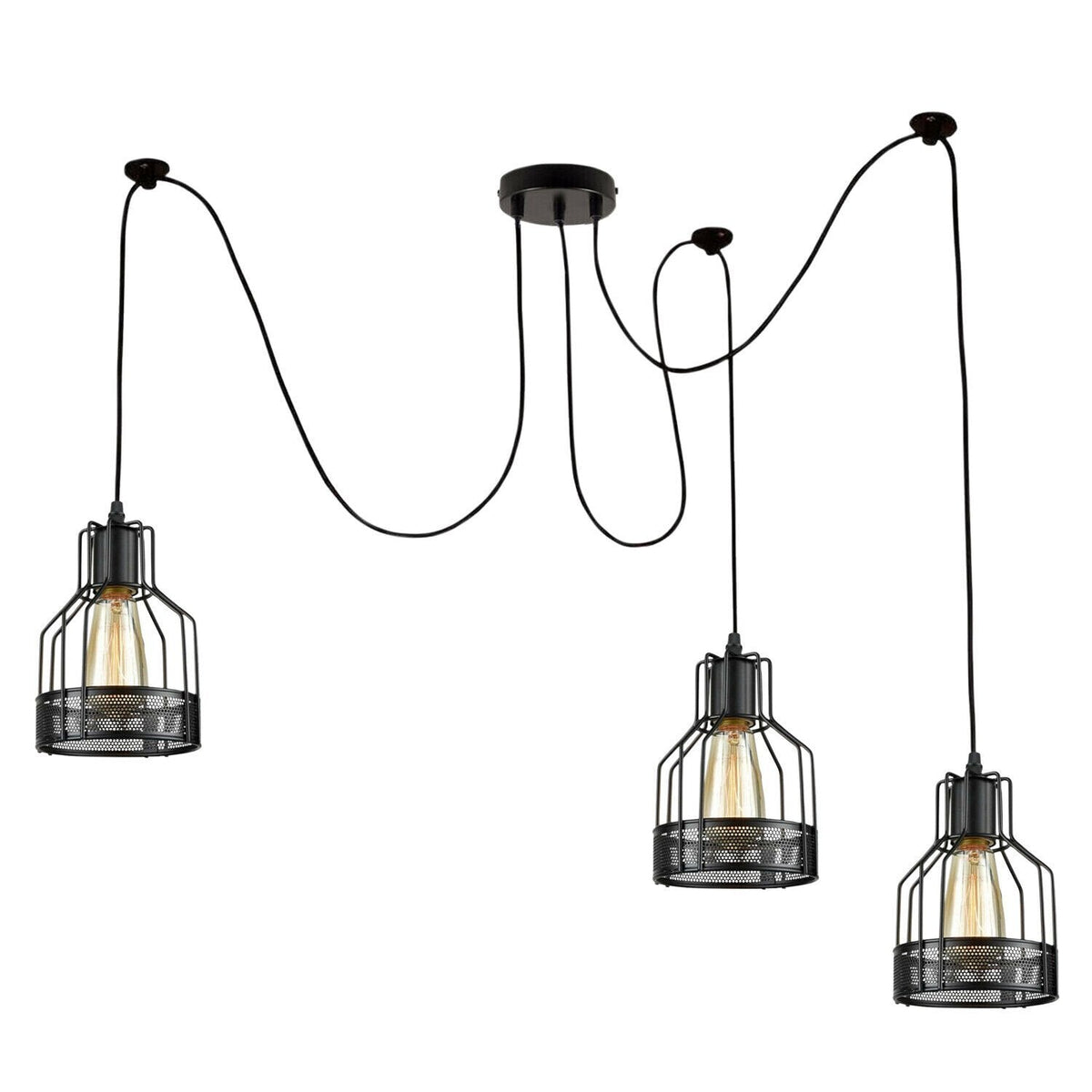 Industrial Spider Pendant Light Adjustable Multi Arm E27 Cage~6139-8