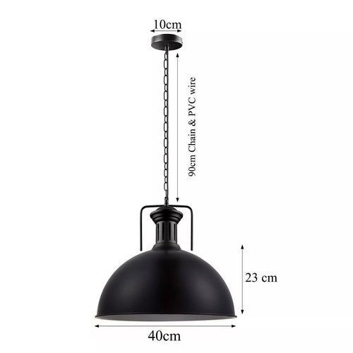 40cm Large Black Pendant Light With Chain ~6579-1
