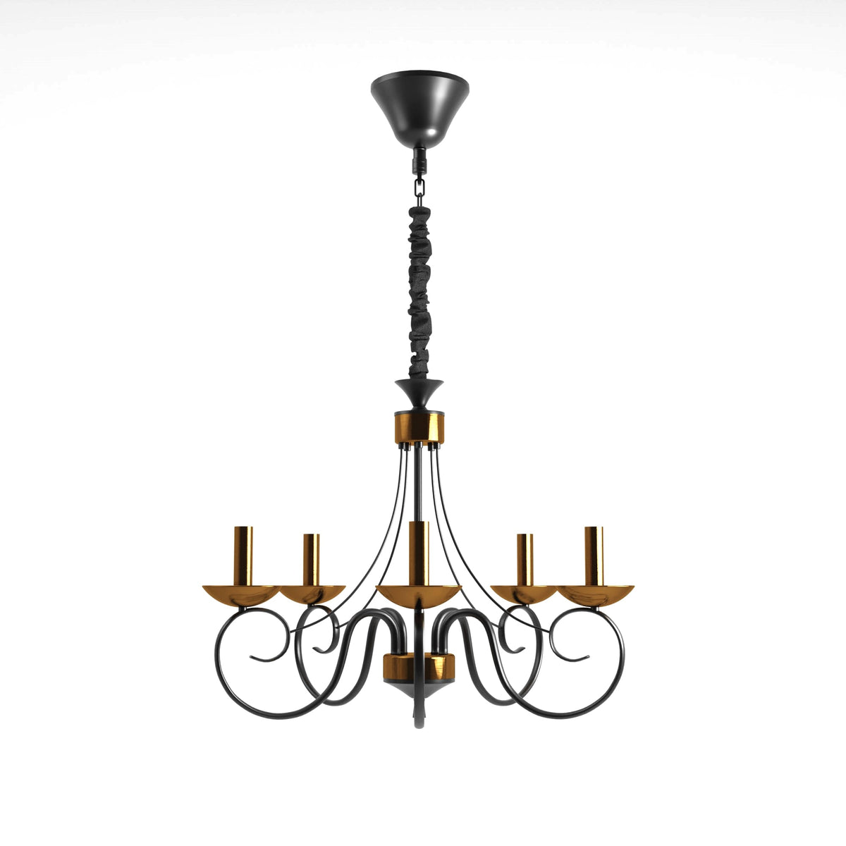 Traditional Wrought Iron Chandelier 5 Light Scrollwork E14 Fitting ~4997-6